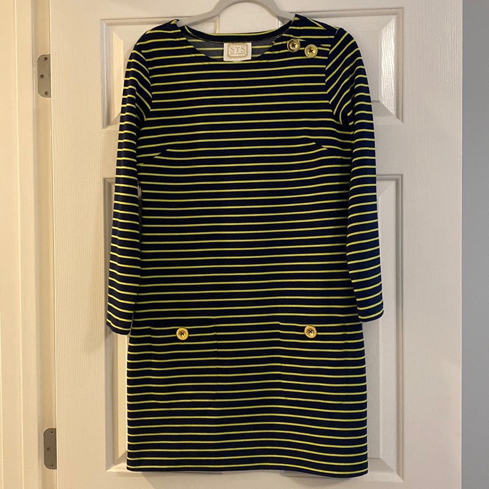 Sail to Sable stripped long sleeve dress yellow/navy